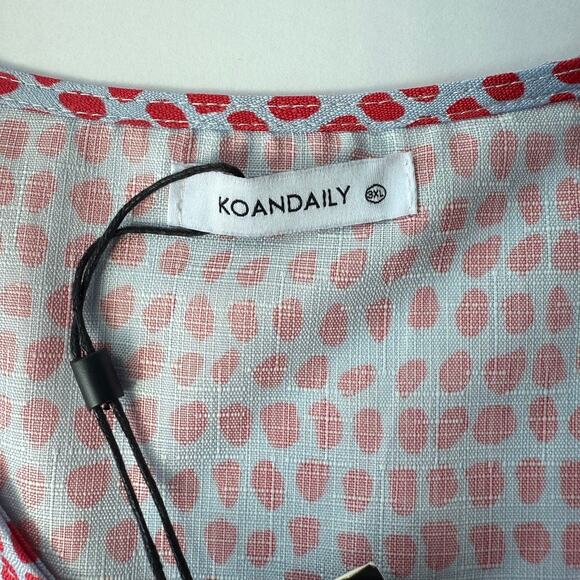 Koandaily Red Polka Dot Smock Mini Dress 3X Coastal Chic Oversized Boho Style - Picture 8 of 13